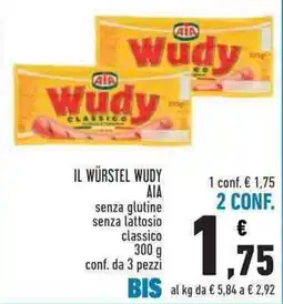 Conad City Il würstel wudy AIA senza glutine senza lattosio classico offerta