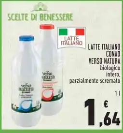 Conad City Latte italiano conad verso natura biologico intero, parzialmente scremato offerta