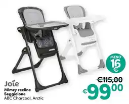 B di Bimbi Joie Mimzy recline Seggiolone ABC Charcoal, Arctic offerta