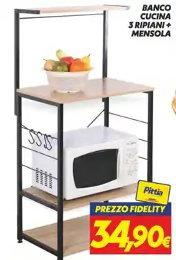 Iper Super Conveniente Banco cucina Pittia 3 ripiani + mensola offerta