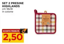 Alì Supermercati Set 2 presine Highlands offerta