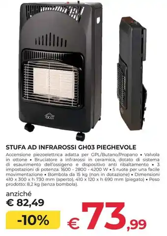 Stufa ad infrarossi GH03 pieghevole