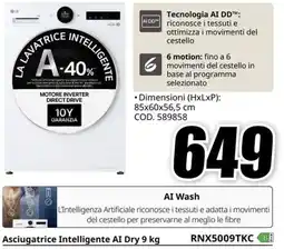 MediaWorld Asciugatrice Intelligente AI Dry 9 kg offerta