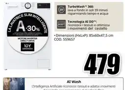 MediaWorld Lavatrice slim intelligente LG offerta