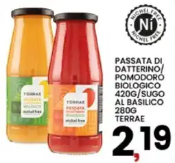 Interspar Passata di datterino/pomodoro biologico al basilico Terraé offerta