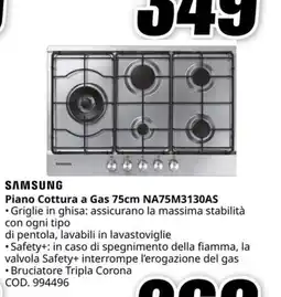 MediaWorld Samsung Piano Cottura a Gas 75cm offerta