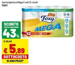 Iper La Grande Carta igienica Mega 2 veli Foxy offerta