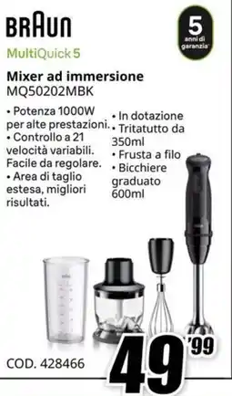 MediaWorld Braun Mixer ad immersione MQ50202MBK offerta