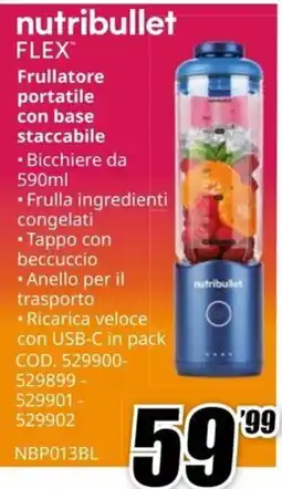 MediaWorld Nutribullet Flex Frullatore portatile con base staccabile offerta