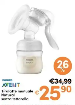 B di Bimbi Philips Avent Tiralatte manuale Natural senza tettarella offerta