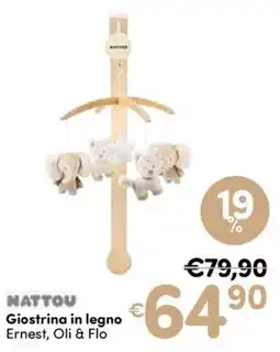 B di Bimbi Nattou Giostrina in legno Ernest, Oli & Flo offerta