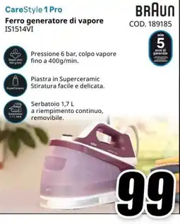 MediaWorld Braun Ferro generatore di vapore IS1514VI offerta