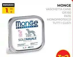 Arcaplanet Monge vaschetta cane pate monoproteico solomaiale offerta