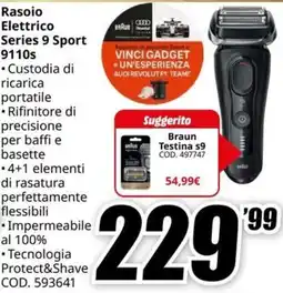 MediaWorld Rasoio Elettrico Braun Series 9 Sport 9110s offerta
