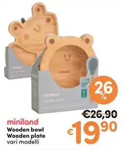 B di Bimbi miniland Wooden bowl Wooden plate offerta