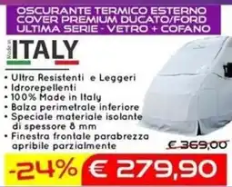 Camping Sport Magenta Oscurente termico esterno cover premium ducato/forD ultima serie - vetro + cofano offerta