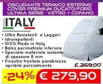 Oscurente termico esterno cover premium ducato/forD ultima serie - vetro + cofano