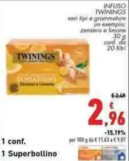 Conad City Twinings Sensations zenzero e limone offerta