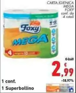 Conad City Carta igienica Mega Foxy offerta
