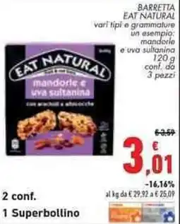 Conad City Eat Natural barretta mandorle e uva sultanina offerta
