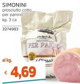 Prosciutto cotto per panino Simonini
