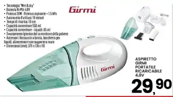Aspiretto Girmi portatile ricaricabile