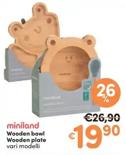 Ideal Bimbo miniland wooden bowl wooden plate offerta