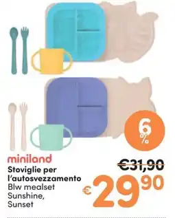Ideal Bimbo miniland Stoviglie per l'autosvezzamento Blw mealset Sunshine, Sunset offerta