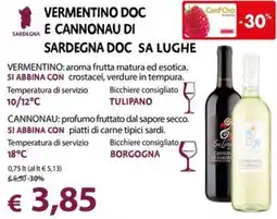 Cadoro Vermentino Doc e Cannonau di Sardegna Doc Sa Lughe offerta