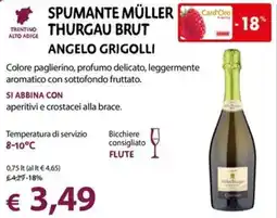 Cadoro Spumante Müller Thurgau Brut Angelo Grigolli offerta