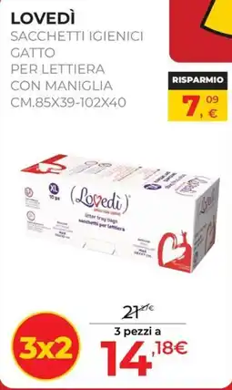 Arcaplanet Sacchetti igienici gatto per lettiera con maniglia Lovedì offerta