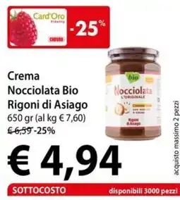 Cadoro Crema Nocciolata Bio Rigoni di Asiago offerta