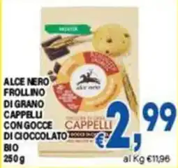 DEM Alce Nero frollino di grano cappelli con gocce di cioccolato offerta