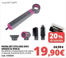 Brico Io Phon set styling 5in1 grigio & viola master offerta