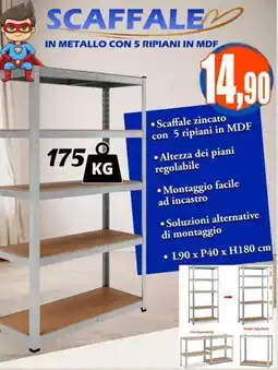 Giunigor Scaffale in metallo con 5 ripiani in MDF offerta