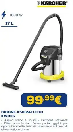Euronics Bidone aspiratutto Karcher KWD3S offerta
