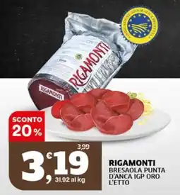 Sigma Rigamonti bresaola punta d'anca IGP oro l'etto offerta