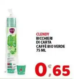 Mio Market Cleandy bicchieri di carta caffè bio verde offerta