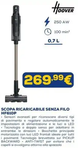 Euronics Scopa ricaricabile senza filo Hoover HF610P offerta