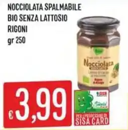 IperSisa Nocciolata spalmabile bio senza lattosio Rigoni offerta