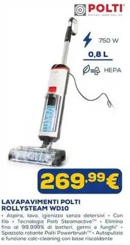 Euronics Lavapavimenti Polti Rollysteam WD10 offerta