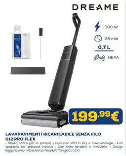 Euronics Dreame lavapavimenti ricaricabile senza filo G12 Pro Flex offerta