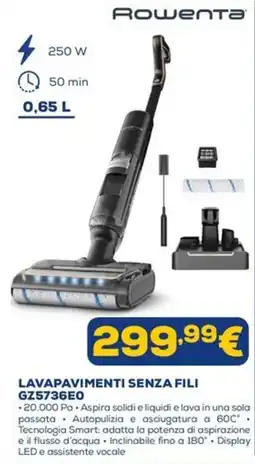Euronics Rowenta lavapavimenti senza fili offerta