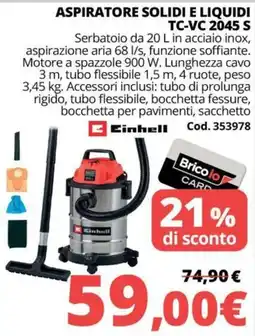 Brico Io Aspiratore solidi e liquidi Einhell offerta