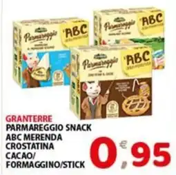 Mio Market Parmareggio snack ABC merenda crostatina cacao/formaggino/stick offerta