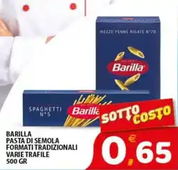Premium Supermercati Barilla pasta di semola formati tradizionali varie trafile offerta