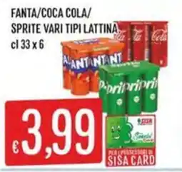 IperSisa Fanta/Coca Cola/Sprite vari tipi lattina offerta