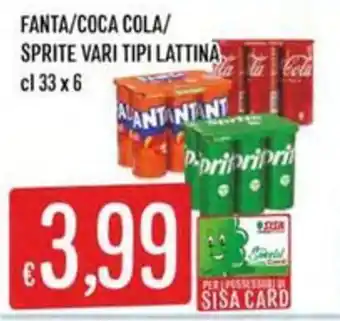 Fanta/Coca Cola/Sprite vari tipi lattina