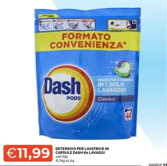 Detersivo per lavatrice in capsule Dash