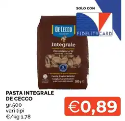 Mercatò Local Pasta integrale De Cecco offerta